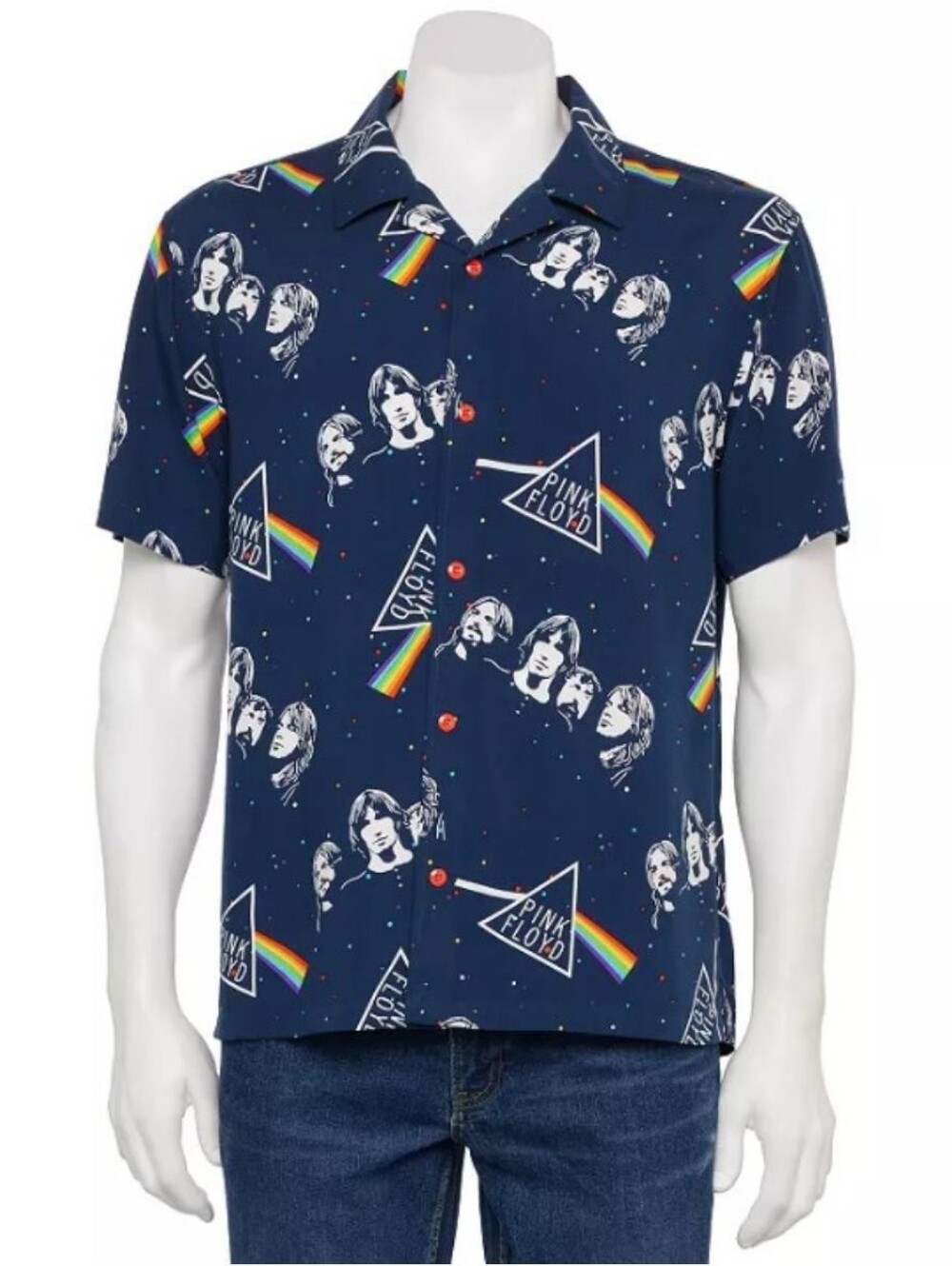 🎸 Pink Floyd Dark Side of the Moon Sublimated Rayon Button-Down